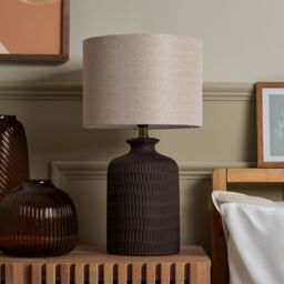 Inlight Bournville Ceramic Round Matt Chocolate Table Lamp - thumbnail 2