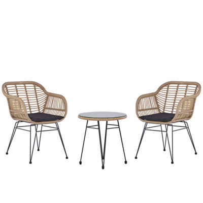 Beliani Bistro Set With Cushions Tropea Ii Pe Rattan Natural - image 1