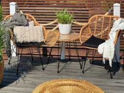 Beliani Bistro Set With Cushions Tropea Ii Pe Rattan Natural - thumbnail 2