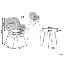 Beliani Bistro Set With Cushions Tropea Ii Pe Rattan Natural - thumbnail 3