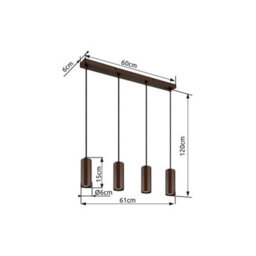 Luminosa Lighting Luminosa James Bar Pendant Ceiling Light Bronze Colored Matt 4X Gu10 - thumbnail 7