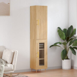 Berkfield Elegant Highboard Sonoma Oak 34.5X34X180 Cm Engineered Wood - thumbnail 2