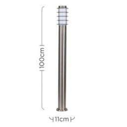 Valuelights Wharf Modern Outdoor Stainless Steel 1 Metre Tall Bollard Lantern Light Post - Includes 4W Led Candle Bulb 3000K - thumbnail 7