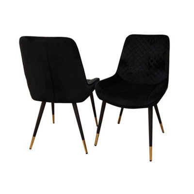 Stratus Interiors Luna Velvet Quilted Dining Chair Black, Green, Grey, Teal, Cream And Navy - Blue - image 1