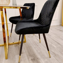 Stratus Interiors Luna Velvet Quilted Dining Chair Black, Green, Grey, Teal, Cream And Navy - Blue - thumbnail 7