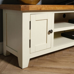Elm Home And Garden Extra Large Tv Video Media Unit Painted Cream Wooden Oak 50Cm High X 180Cm Wide X 37Cm Deep Fully Assembled - thumbnail 8