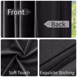 Oxford Homeware Eyelet Velvet Curtains Charcoal Fully Lined Blackout Thermal Insulated Eyelet Curtains Pair (W)168Cm X (L)228Cm - thumbnail 3