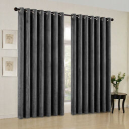Oxford Homeware Eyelet Velvet Curtains Charcoal Fully Lined Blackout Thermal Insulated Eyelet Curtains Pair (W)168Cm X (L)228Cm - thumbnail 8