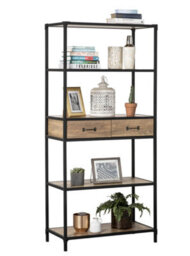 Racking Solutions Tv Stand Unit -Bookshelf With Drawers - Mid Oak Finish With Matt Black Metal Frame 1740mm H X 800mm W X 395mm D - thumbnail 2
