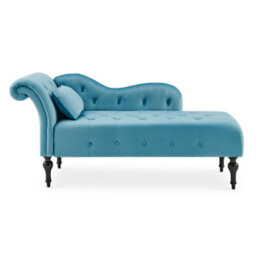 Bravich Chaise Lounge Velvet Sofa With Wooden Legs - Blue - thumbnail 3