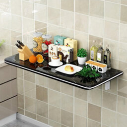 Living And Home Black Marble Folding Wall-Mounted Flip Table 60Cm W X 40Cm D - thumbnail 1