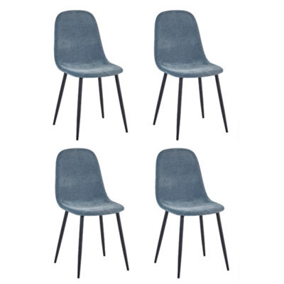 Oakham Alverton Premium Denim Blue Chenille Upholstered Dining Chairs - Set Of 4 - image 1