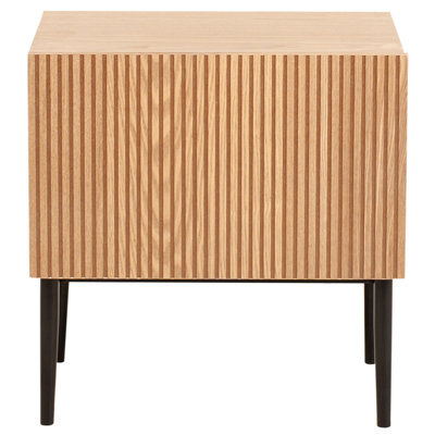 Wyld And Coco Novahome Bedside Table Natural Ash Veneer 1 Drawer Ribbed Front Modern - image 1