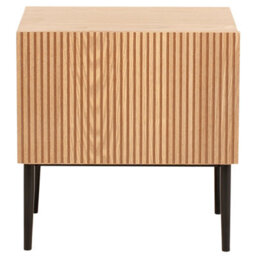 Wyld And Coco Novahome Bedside Table Natural Ash Veneer 1 Drawer Ribbed Front Modern - thumbnail 1