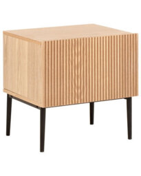 Wyld And Coco Novahome Bedside Table Natural Ash Veneer 1 Drawer Ribbed Front Modern - thumbnail 3