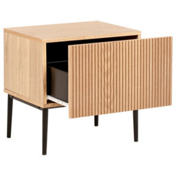 Wyld And Coco Novahome Bedside Table Natural Ash Veneer 1 Drawer Ribbed Front Modern - thumbnail 5