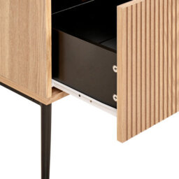 Wyld And Coco Novahome Bedside Table Natural Ash Veneer 1 Drawer Ribbed Front Modern - thumbnail 7