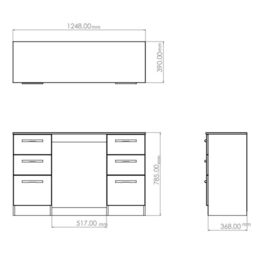 Genoa Ready Assembled Matt White 6 Drawer Non-Extendable Dressing Table (H)785mm (W)1248mm (D)390mm - thumbnail 5