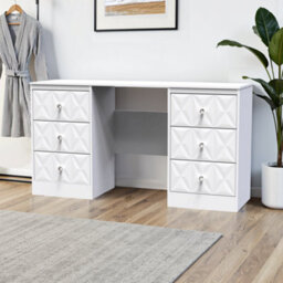Genoa Ready Assembled Matt White 6 Drawer Non-Extendable Dressing Table (H)785mm (W)1248mm (D)390mm