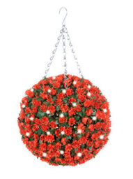 Best Artificial Pre-Lit Outdoor 28Cm Orange Rose Hanging Plastic Flower Topiary Ball - thumbnail 1