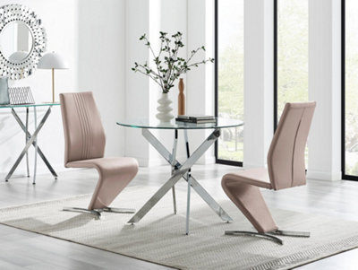 Furniturebox Uk Novara 100Cm Round Dining Table & 2 Cappuccino Willow Chairs - image 1
