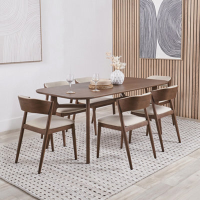 Pacific Lifestyle Dark Wood Retro Dining Table And 6 Chairs - image 1