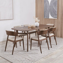 Pacific Lifestyle Dark Wood Retro Dining Table And 6 Chairs