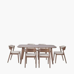 Pacific Lifestyle Dark Wood Retro Dining Table And 6 Chairs - thumbnail 3