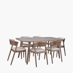 Pacific Lifestyle Dark Wood Retro Dining Table And 6 Chairs - thumbnail 2