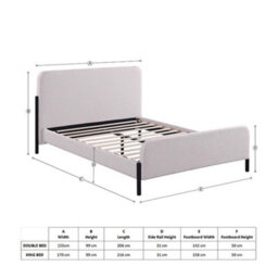 SlumberWorx Thetford Ivory Boucle Fabric Bed Frame - thumbnail 9