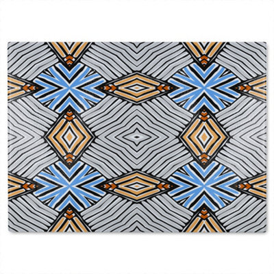 Benjamin Tate Design Abstract Geometric Roughly Hatched Shapes Glass Chopping Boarddesigner Style - image 1