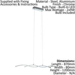 Stylish Chrome Pendant Ceiling Light With White Shade And Led Bulbs - thumbnail 2