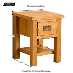 Lanner Oak 36Cm Side Lamp Table With Drawer - Fully Assembled By Roseland Furniture - thumbnail 6