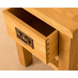 Lanner Oak 36Cm Side Lamp Table With Drawer - Fully Assembled By Roseland Furniture - thumbnail 5