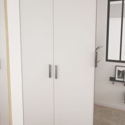 GoodHome Atomia Freestanding Matt White Chipboard Mirrored Triple 2 Drawer Wardrobe (H)2250mm (W)1000mm (D)580mm - thumbnail 4