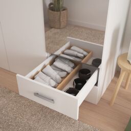 GoodHome Atomia Freestanding Matt White Chipboard Mirrored Triple 2 Drawer Wardrobe (H)2250mm (W)1000mm (D)580mm - thumbnail 7