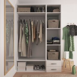 GoodHome Atomia Freestanding Matt White Chipboard Mirrored Triple 2 Drawer Wardrobe (H)2250mm (W)1000mm (D)580mm - thumbnail 6