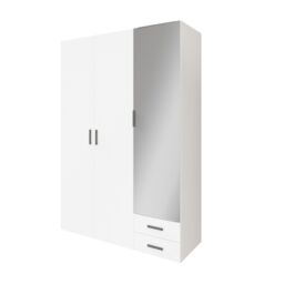 GoodHome Atomia Freestanding Matt White Chipboard Mirrored Triple 2 Drawer Wardrobe (H)2250mm (W)1000mm (D)580mm - thumbnail 2