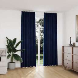Berkfield Blackout Curtains 2 Pcs With Hooks Velvet Dark Blue 140X245 Cm