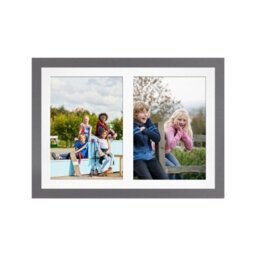 AK Frames 20X14 Dark Grey Modern Multi Photo Frame With White Mount - Holds 2 Apertures (2X) A4 Photos - thumbnail 1