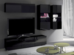 "Arte Calabrini 6 Entertainment Unit: Bold All-Black - W3000mm X H1050mm X D430mm For Tvs Up To 60"""