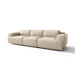 Valencia Valentina Leather Three Seats Recliner Sofa Beige Nappa 11000 Leather Kiln Dried Wood Adjustable Headrest - thumbnail 1