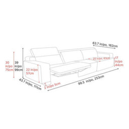 Valencia Valentina Leather Three Seats Recliner Sofa Beige Nappa 11000 Leather Kiln Dried Wood Adjustable Headrest - thumbnail 3
