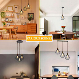 Metal Wire Cage Ceiling Lamp Geometric Pendant Light Shade, Industrial Modern Hanging Fixture - thumbnail 9