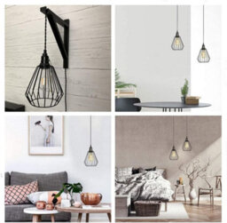 Metal Wire Cage Ceiling Lamp Geometric Pendant Light Shade, Industrial Modern Hanging Fixture - thumbnail 7
