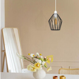 Metal Wire Cage Ceiling Lamp Geometric Pendant Light Shade, Industrial Modern Hanging Fixture - thumbnail 3
