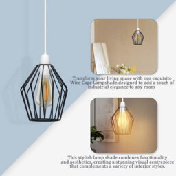Metal Wire Cage Ceiling Lamp Geometric Pendant Light Shade, Industrial Modern Hanging Fixture - thumbnail 6