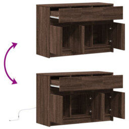 Berkfield Tv Cabinet With Led Brown Oak 91X34X61 Cm Engineered Wood - thumbnail 9