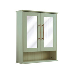 Homestylestore 650 X 750mm Pastel Green Wall Mounted Mirrored Door Bathroom Cabinet And Brushed Copper T Bar Handles