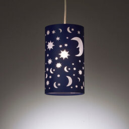 K Living Moon And Stars Ceiling Light Shade Moonlight Childrens Room Midnight Blue Navy - thumbnail 1